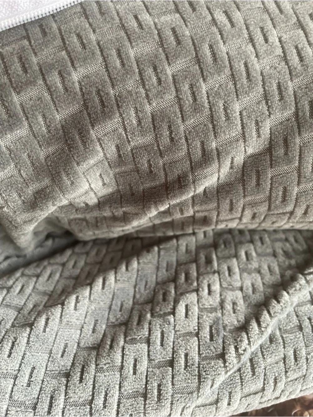 SureFit Gray Stretch Modern Block 3 Piece Loveseat Slipcover Like New